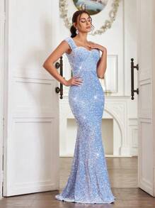 SHEIN Belle Đầm maxi đính sequin cổ tim dáng đuôi cá cho nữ, thích hợp dự tiệc ngày lễ, đầm dạ hội, đầm flapper gợi cảm, đầm ngắn bốn mùa, đầm cocktail ngắn cho tiệc năm mới, đầm thanh lịch cho nữ, trang phục năm mới cho nữ, đầm cocktail ngắn cho tiệc năm mới, đầm ngắn cho nữ, trang phục đi xem hòa nhạc cho nữ, trang phục đi nghỉ mát cho nữ. - Màu xanh nhạt - Xem 4