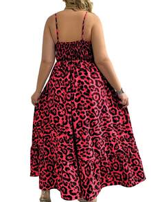 Celure 大尺碼女士時尚豹紋卡米洋裝 - 紅色 - 查看 2