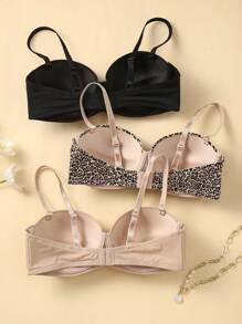SHEIN 3pc Women Simple Daily Bra Underwear 3 Pcs, Cheetah Print Top - Multicolor - View 2