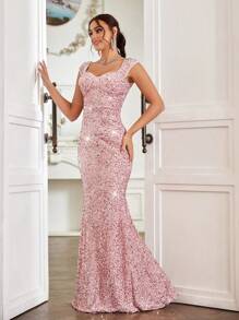 SHEIN Belle 女士甜心领美人鱼尾亮片连衣裙，适合节日派对穿着，可作长款女装、返校礼服、四季迷你连衣裙、性感复古连衣裙、鸡尾酒会短款连衣裙，适合新年节日派对穿着，优雅女士连衣裙，四季迷你连衣裙，新年女装，鸡尾酒会短款连衣裙，适合新年节日派对穿着，女士短款连衣裙，音乐会女装，女士度假装。 - 淺粉色 - 查看 6