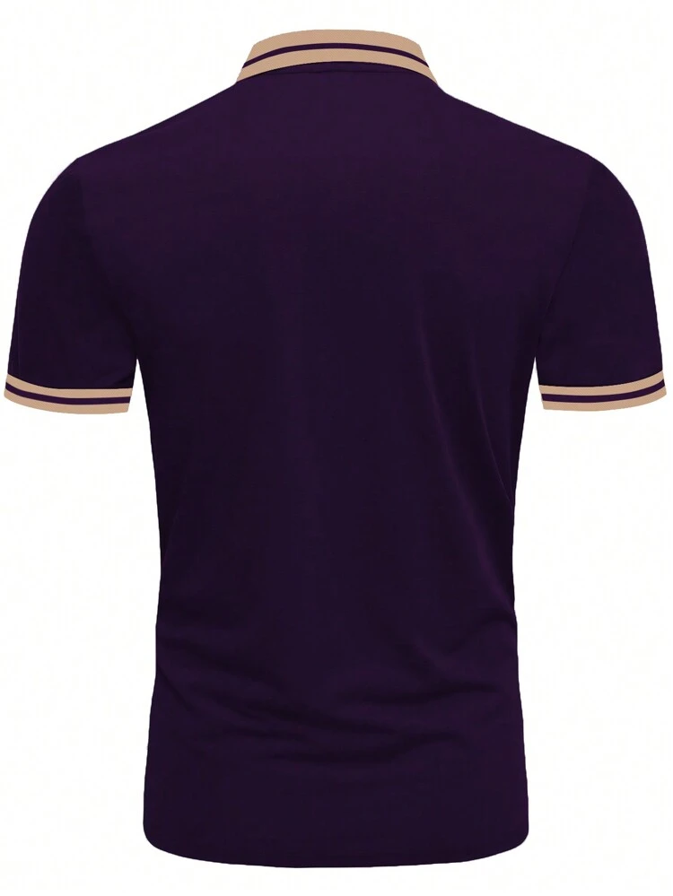 Men Summer Striped Short Sleeve Casual Business Polo Shirt