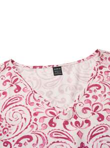 EMERY ROSE Women Fashionable Printed Ruffle Sleeve V-Neck Dress