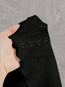 SHEIN CURVE+ Curve Plus Tops Eyelet Embroidery Ruched Cami Top Summer