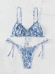 Swim Vcay Bộ bikini in họa tiết Paisley đi biển mùa hè dành cho nữ - Nhiều màu - Xem 3