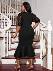 SHEIN Lady Plus Size Sexy Graduation Dress With Tank Top For Women. Perfect For Graduation, Summer, Tall Women, Co-Ord Sets, Festivals, Rave, Weddings And Receptions. - Black - View 2