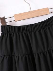SHEIN Sparklyn 夏季时尚女童拼布宽下摆裙子 - 黑色 - 查看 8