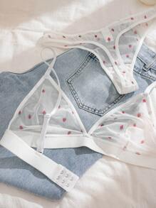 Eraneu Two-Piece Set Of Women Sexy Lingerie (Wireless Bra And Thong) - White - View 6