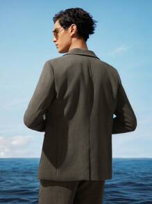 AKNOTIC Business Casual Easy Care Men Woven Business Blazer, For Fall Winter - Army Green - View 18