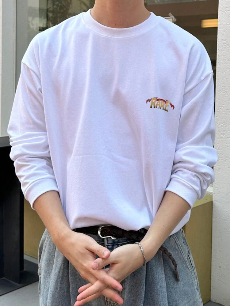 Men Summer Letter Print Round Neck T-Shirt,Fall Clothes