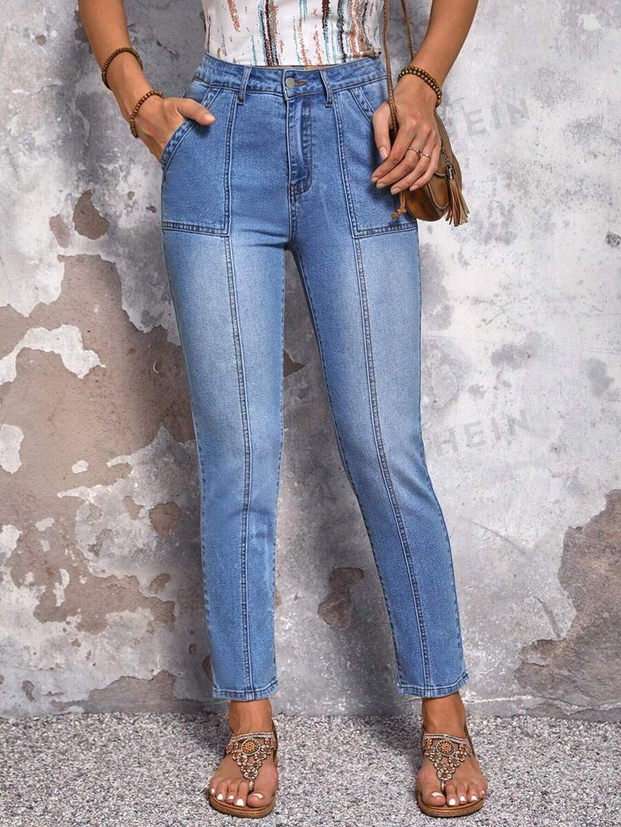 EMERY ROSE Jeans casuales para mujeres de ajuste slim con bolsillos