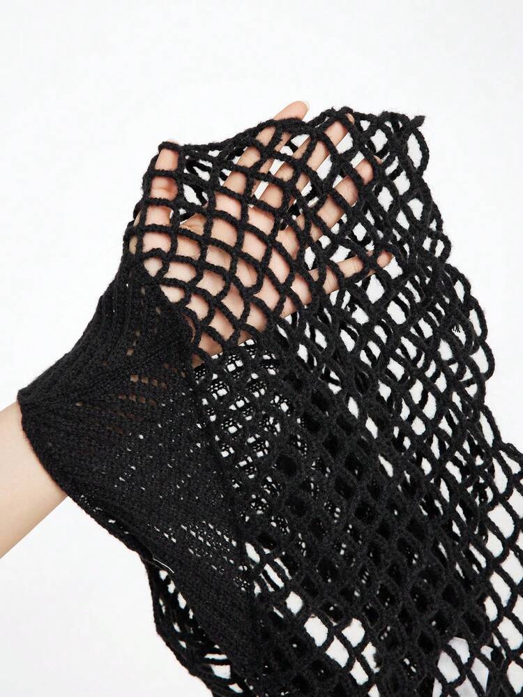 Sexy V-Neck Spider Web Crochet Knitted Top