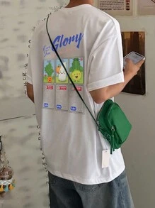 DAZY 男式夏季字母印花寬鬆圖案T恤