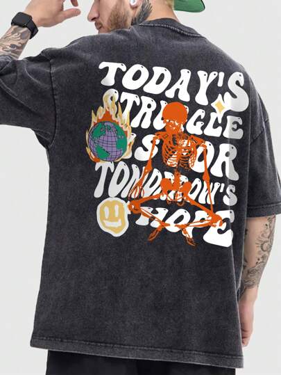 Street Life Camiseta Para Hombre De Cuello Redondo Con Manga Corta Y Estampado Gráfico