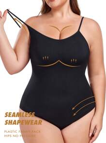 Mujeres Tamaño Plus sin costuras faja de Body completo con control de barriga y levantador de glúteos - Negro - Ver 5