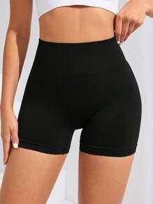 SHEIN With My Calm Damskie, jednokolorowe, obcisłe, sportowe spodenki na wiosnę i lato, krótkie spodenki do butów, damskie spodenki dresowe, spodenki do ćwiczeń, spodenki motocyklowe