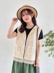 FRIFUL Women Simple And Fashionable Summer Casual Tank Top With One-Button - Beige - View 4