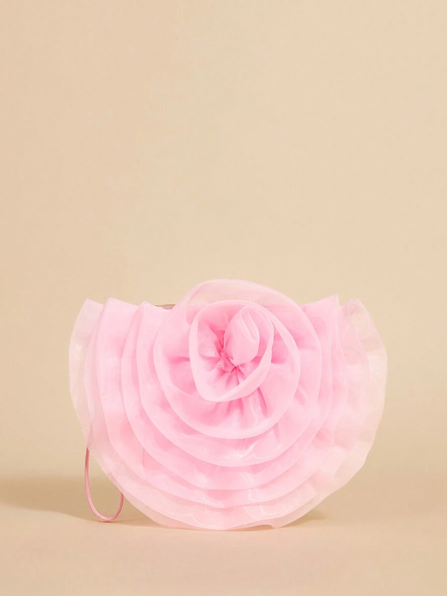 SHEIN Belle Elegant, Exquisite,Flower, Women Clutch Bag , Women Evening Bag, For Girls, Ladies, Women,College Students,For Brides,Bridesmaid, Wedding Guests, Honeymoon,For Party, Prom, Wedding,Club, Date, Evening,Date Night - Pink - View 1