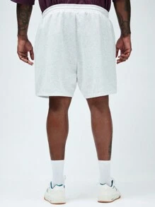 Manfinity VCAY Pantalones cortos rectos de punto de talla grande para hombres para uso casual