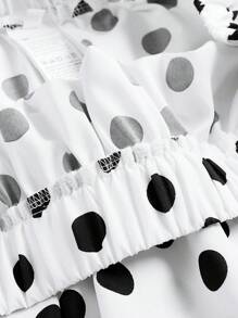 Plus Size Polka Dot Print Elastic Waist Ruffle Hem Skirt, Casual For Spring/Summer