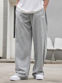 Claim Dot Men Long Straight Casual Summer Wide Legged Sports Pants Oversize Sweat Pants Nice Plain Light Grey Going Out Fashion Couple Matching