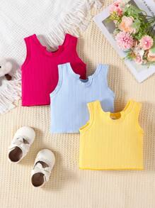 Camiseta de tirantes en colores pastel para niña bebé, estilo fresco de verano - Multicolor - Ver 1
