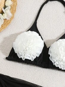 Teen Girl Simple Solid Color Bikini Set Summer Beach