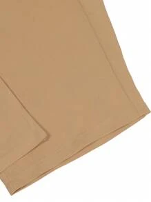 Manfinity Homme 男士純色簡約日常休閒工作短褲 - 卡其色 - 查看 4