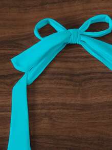 SHEIN Swim Women Fashionable Summer Beach Versatile Halter Neck Top - Baby Blue - View 3