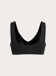 Moonlight&Mama Maternity Front Open Buckle, Wireless Nursing Bra - Black - View 2