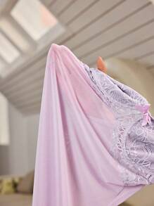 Plus Size Koronkowy i siateczkowy kwiatowy wzór dla kobiet Zestaw bielizny nocnej