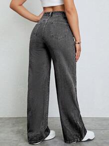 SHEIN ICON Casual Straight Leg Jeans With Washed Finish