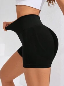 SHEIN With My Calm Damskie, jednokolorowe, obcisłe, sportowe spodenki na wiosnę i lato, krótkie spodenki do butów, damskie spodenki dresowe, spodenki do ćwiczeń, spodenki motocyklowe