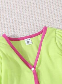 春夏款彩色螢光肩帶連身裙搭配長袖外套的嬰女裝