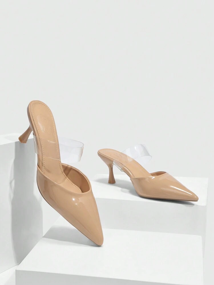 CUCCOO BIZCHIC Talons hauts pointus unicolore pour femmes  à la mode, talon pour graduation et mariage pour chaussures de vacances d'été - solde d'été