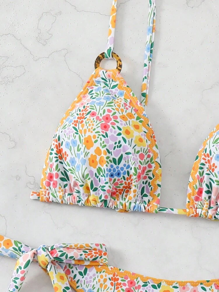 Women Retro Style Printed Bikini Set 2-Piece Set (Copyright Purchased),Summer Beach