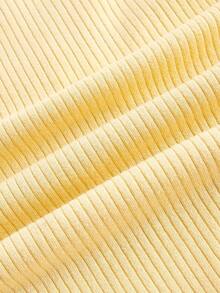 SHEIN MOD Women Fashionable Yellow 2 In 1 Lace Patchwork T-Shirt With Short Yellow Top - Yellow - View 4