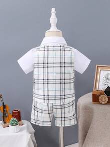 Conjunto De Ropa De Bebé De Niño De Estilo Inglés Y Caballero, Camisa, Chaleco Y Pantalones Cortos 3 Piezas