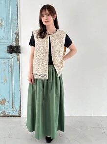 FRIFUL Women Simple And Fashionable Summer Casual Tank Top With One-Button - Beige - View 2