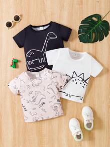 春夏款寶寶男童針織短袖三件套，休閒服裝 - 彩色 - 查看 1