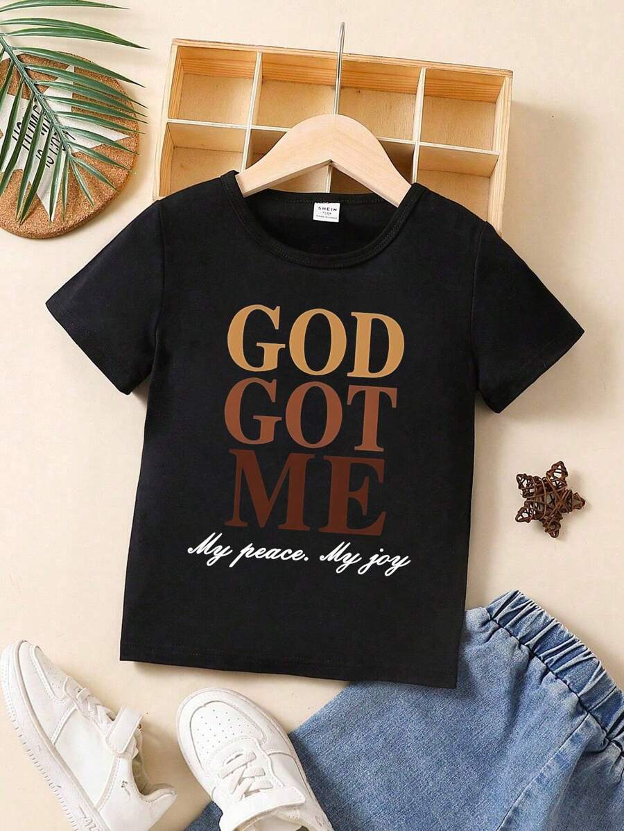 少年男孩標語印花t恤