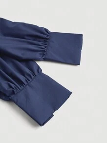 Aveloria Modichic 女士纯色简约百搭长袖衬衫 女士秋季服装 - 藏蓝色 - 查看 3