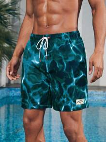Manfinity VDAYZ 1pc Men Fashionable Casual And Loose Beach Holiday Swim Trunks Couples Matching Swimwear, For Beach, Vacation,Hawaiian