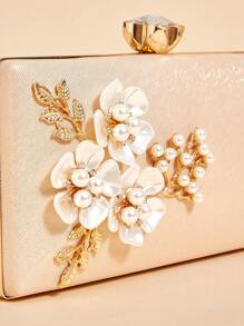 SHEIN Belle 優雅女士手拿包,適用於女孩、女士、女大學生、新娘、伴娘、婚禮客人、蜜月、婚禮等場合 - 金色 - 查看 7