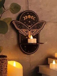 ROMWE Goth One Meditation Butterfly Wooden Candle Holder Display Stand (Candle Not Included) - Multicolor - View 2