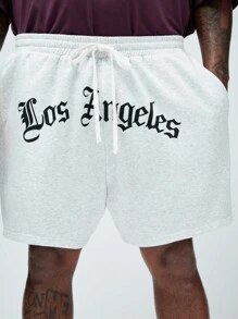 Manfinity VCAY Pantalones cortos rectos de punto de talla grande para hombres para uso casual