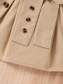 寶寶女孩夏季簡約新時尚鈕釦細節2合1連衣裙，附帶腰帶 - 彩色 - 查看 4