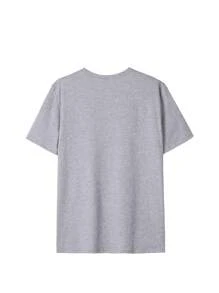 Men's Letter Printed Oversized Short Sleeve T-Shirt - Grey - View 2