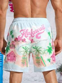 Surfspeed 男士假日休閒海灘印花束口褲短褲 - 彩色 - 查看 2