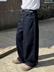 DAZY Męskie letnie dżinsy w jednolitym kolorze z kieszeniami i guzikami