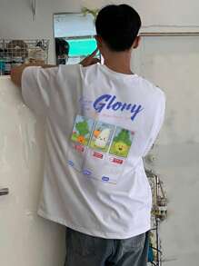 DAZY 男式夏季字母印花寬鬆圖案T恤